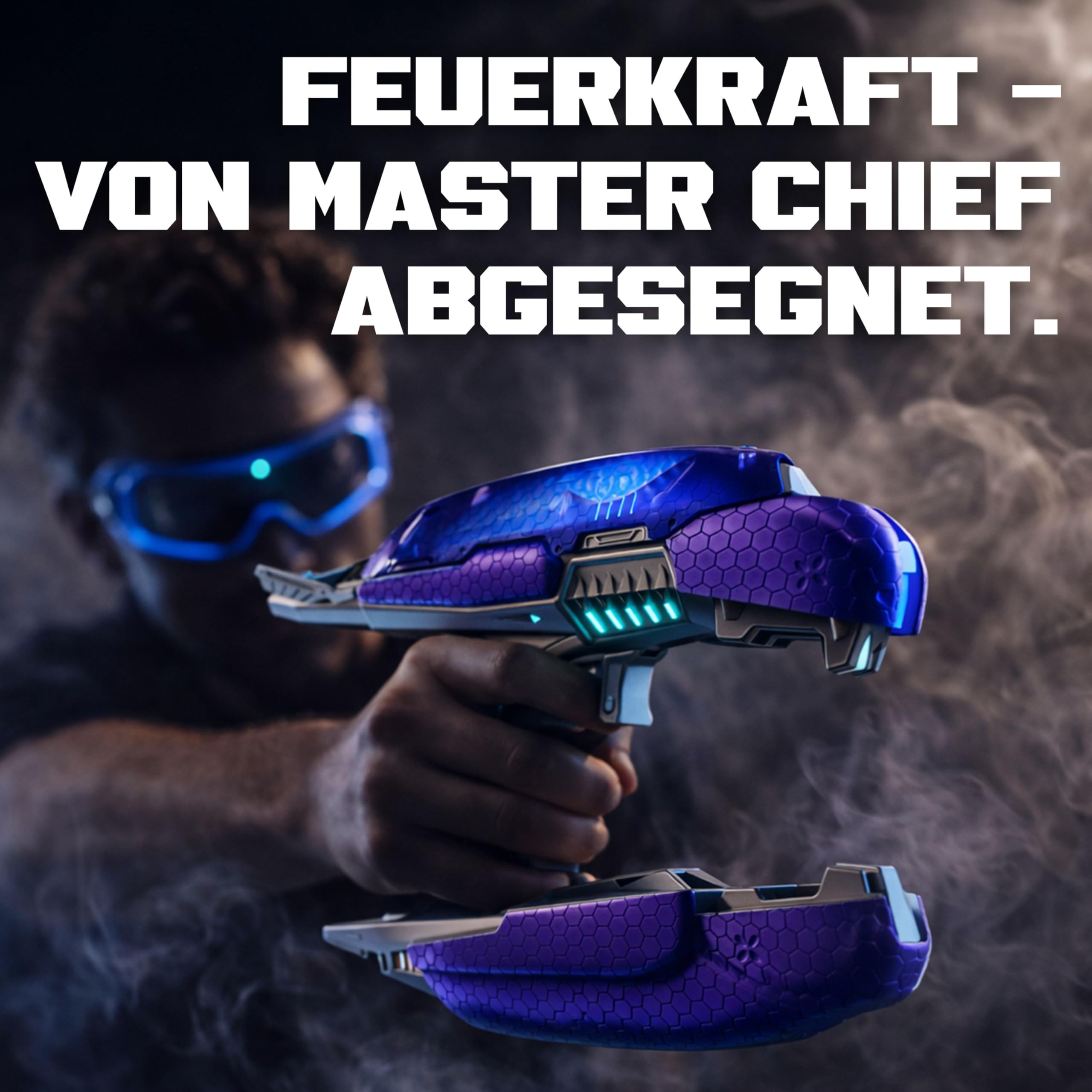 Gel Blaster Halo Plasma Rifle | Offiziell lizenzierte Halo-Replik | Glow-in-the-Dark Gellets | Entwickelt für Spartans & Covenant | Für Gamer designt | Gel-Kugel-Blaster mit Display-Ständer | 14+