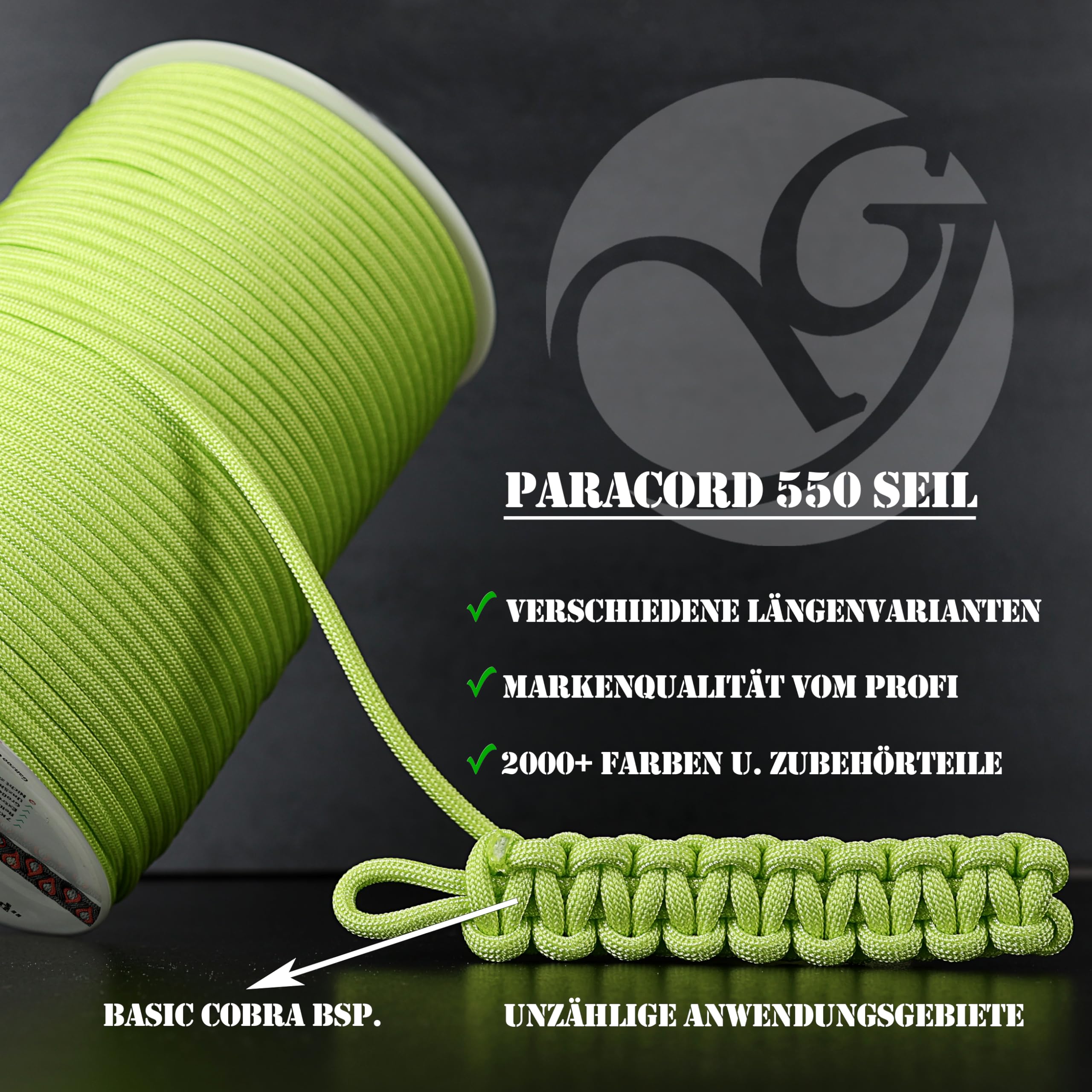 Ganzoo Paracord 550 linka 4 mm typ 3 różowo-różowa, 100 m długości, nylon i poliester, 7 pasm rdzenia, uniwersalna do DIY i outdoor: smycz, obroża, bransoletki, breloki, kemping, survival, trekking