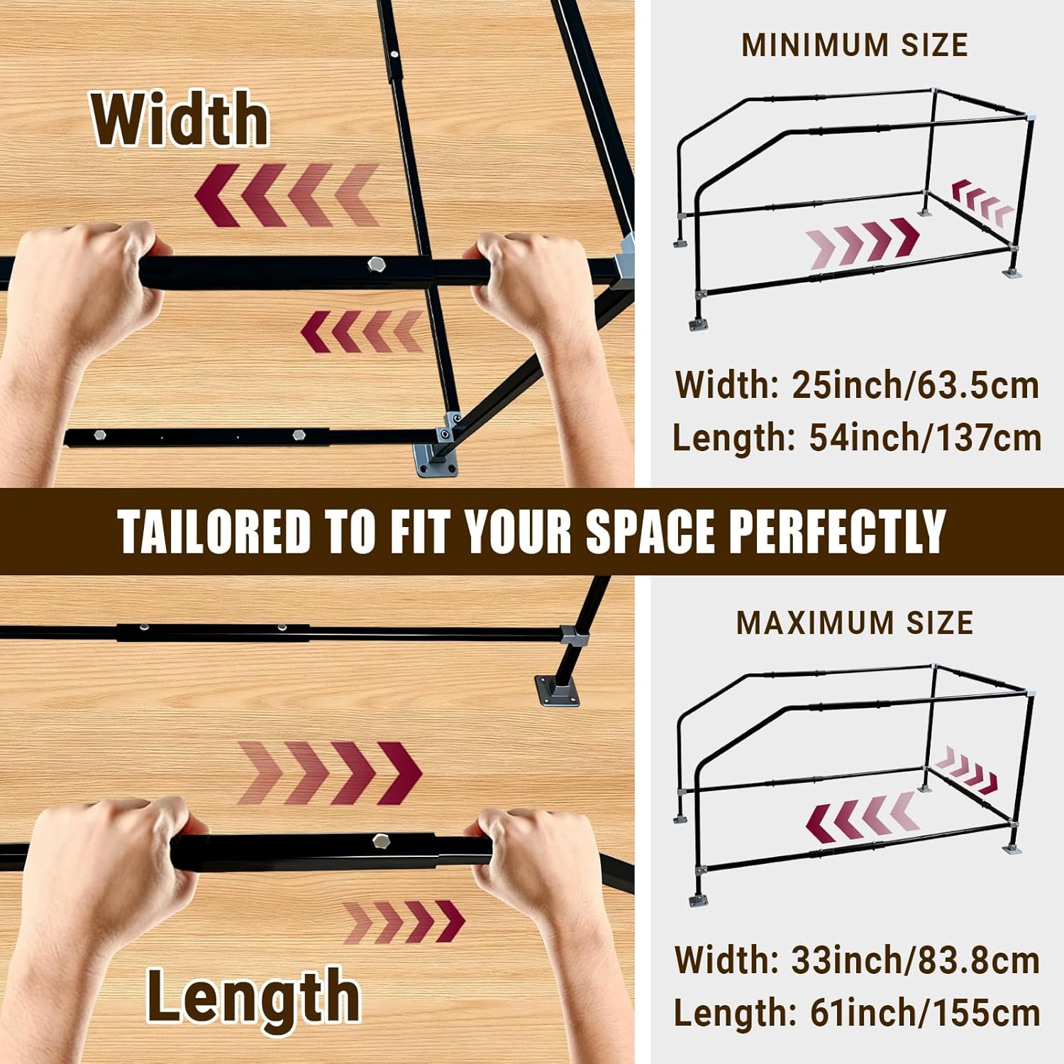 Lift Attic Ladder Safety Railing - Adjustable Alloy Steel Handrail with 3-Sided Guardrail for Secure Climbing, Easy Install for House, Garage & Storage Loft