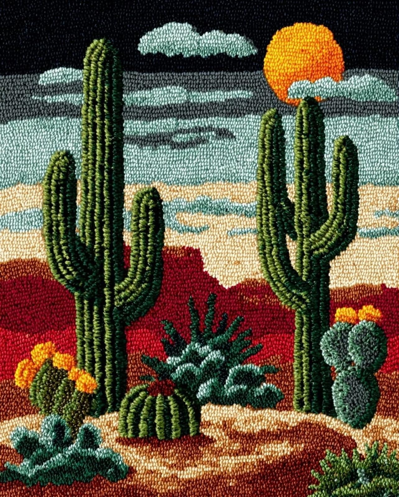 Wallphantom Rug Making Kit for Adults Beginners,Desert Cactus