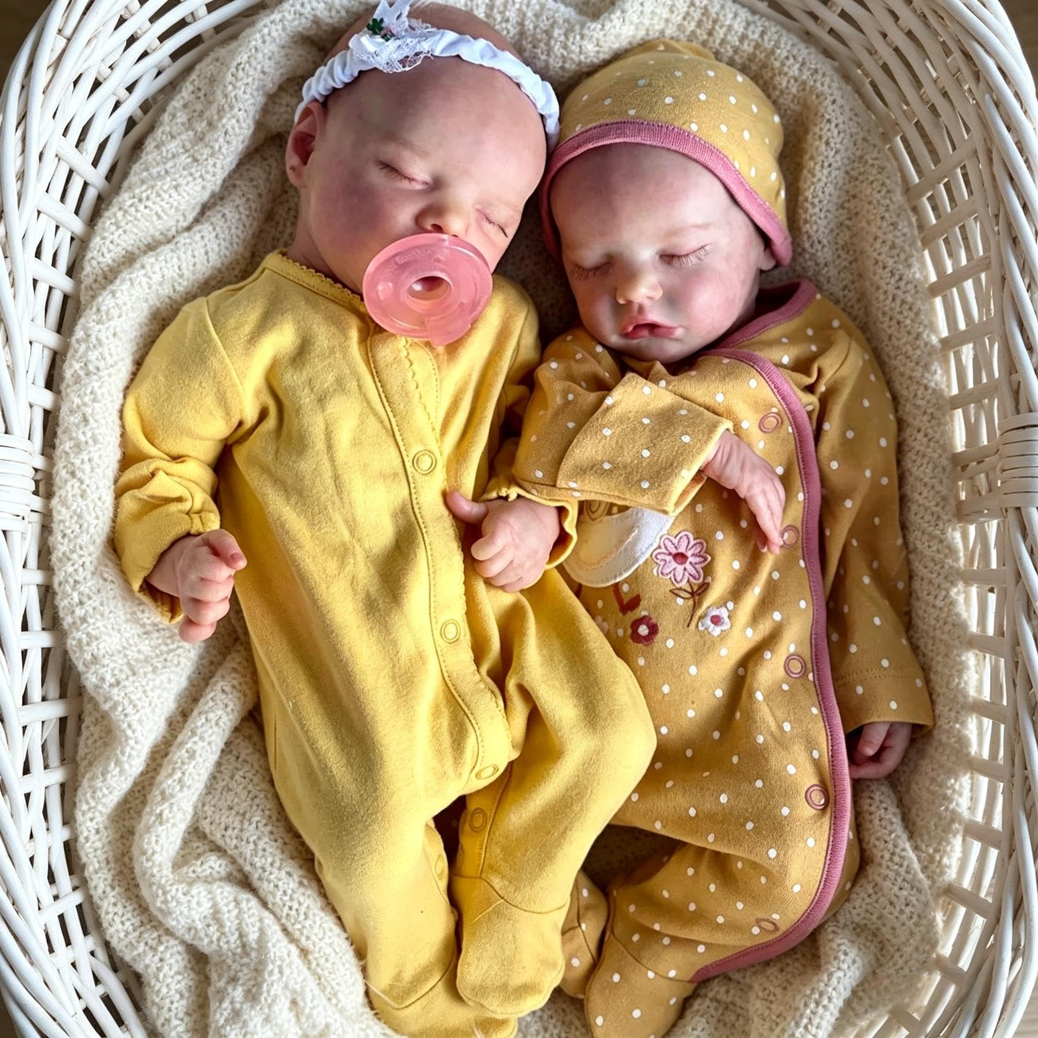 RXDOLL Reborn Baby Dolls winylowe bliźniaczki na całe ciało, 45 cm, realistyczna lalka bobas, bliźniaczki, wodoodporne, w pełni silikonowe lalki niemowlęce, wyglądające realistycznie, dla niemowląt