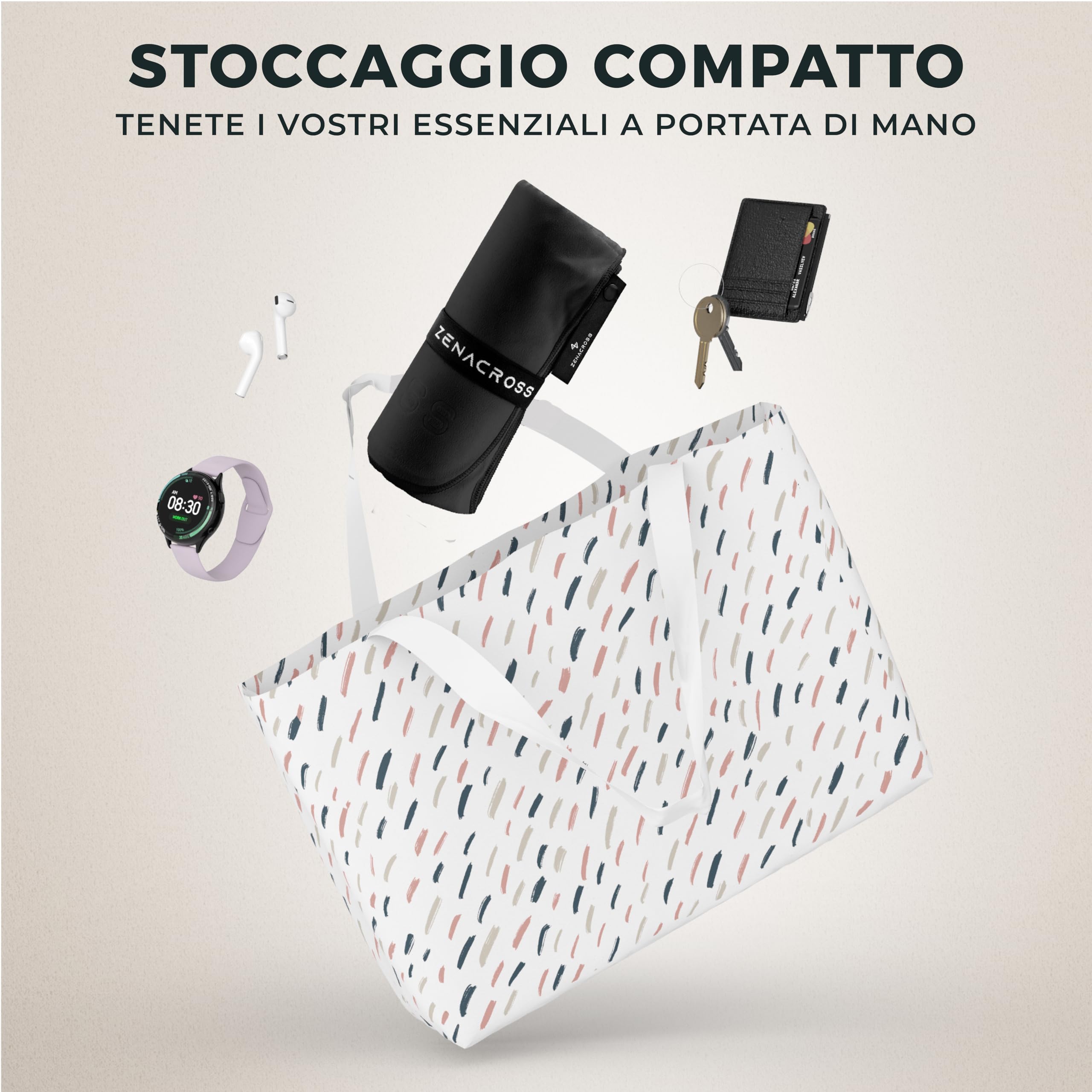 Zenacross Asciugamano Palestra 70x140cm con Borsa per il Trasporto - Asciugamano Microfibra a Rapida Asciugatura e Versatile - Telo Palestra Taglie L - Nero