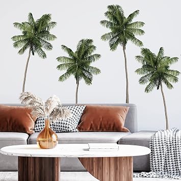 FAYYGYH Tropical Plants Palm Tree Wall Stickers, Green Leaves Removable Art Murals for Living Room, TV Background, Bedroom, Office & Nursery Decor