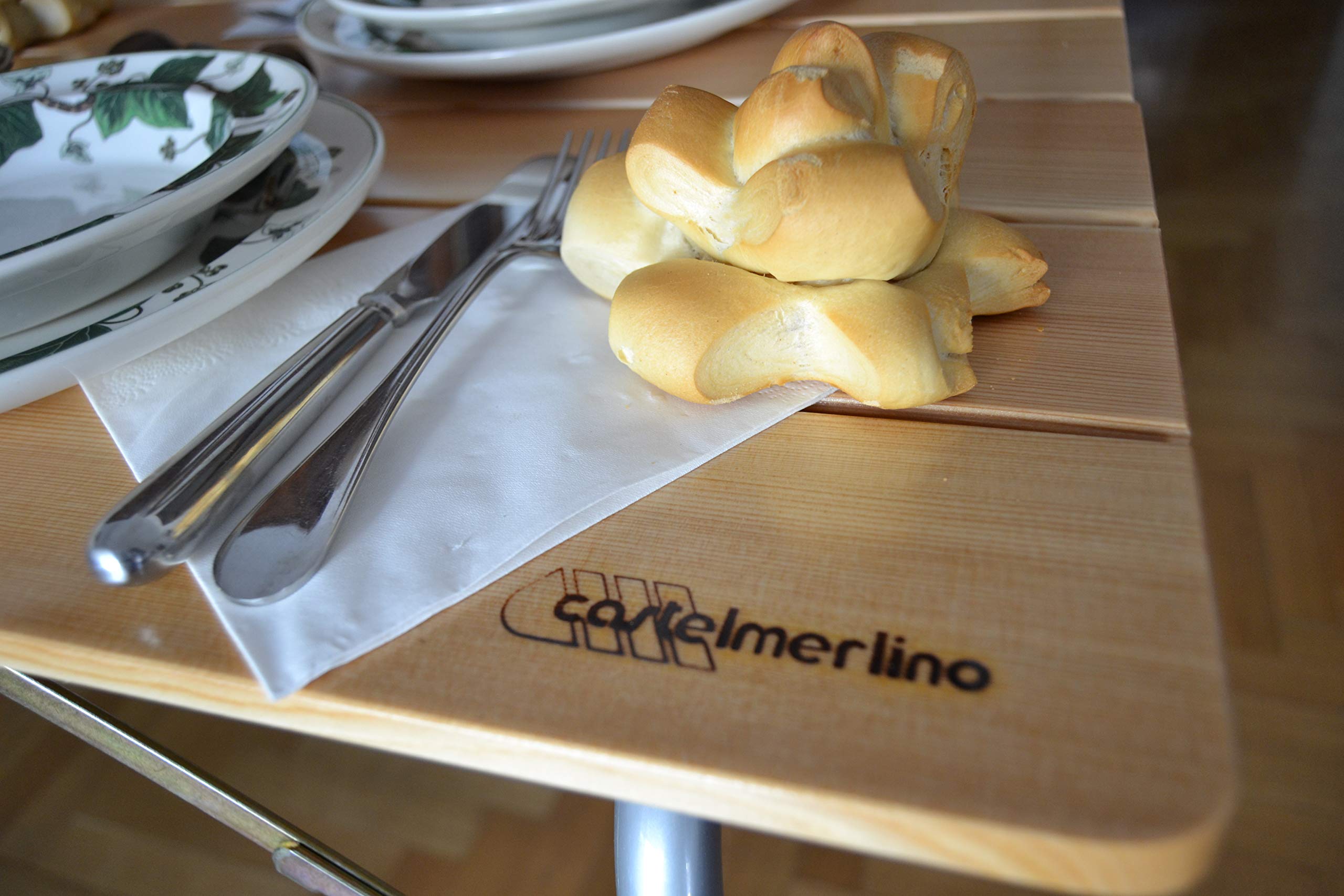 Castelmerlino 028 Table Pliante, Lanice, Noir et Naturel, 99 cm