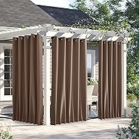 Vista 100 de NICETOWN - 2 paneles de cortinas para exteriores impermeables extra largas de 108 pulgadas para patio, a prueba de viento, ojales en la parte