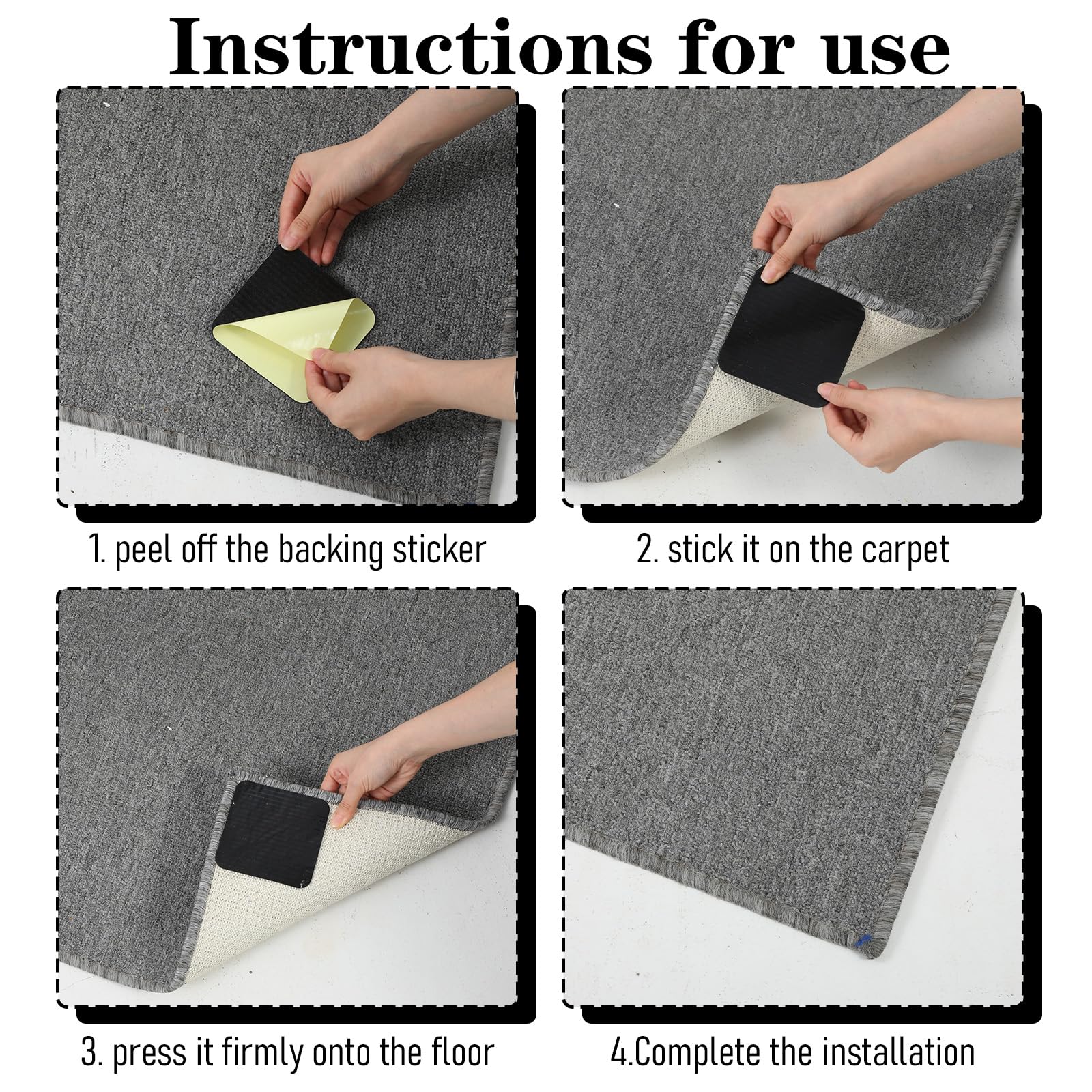 Teppich Anti-Rutsch Unterlage 8er Set - 10x10cm Für Alle Böden