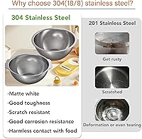 Vista 4 de 304 Stainless Steel Colander and Strainer, 5QT Large Capacity and 6QT Mixing Bowl, Micropore for Washing Rice, Fruit, and Cooked Pasta, Perfect