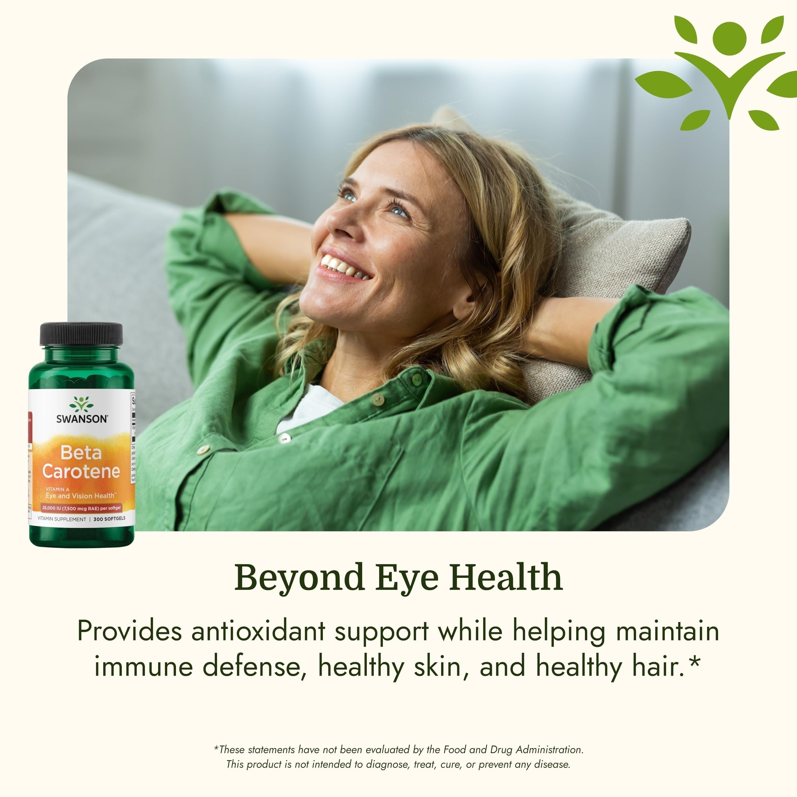 Swanson Beta-Carotene Vitamin A Supplement, Vision Support, 300 Softgels — Amazon image 5