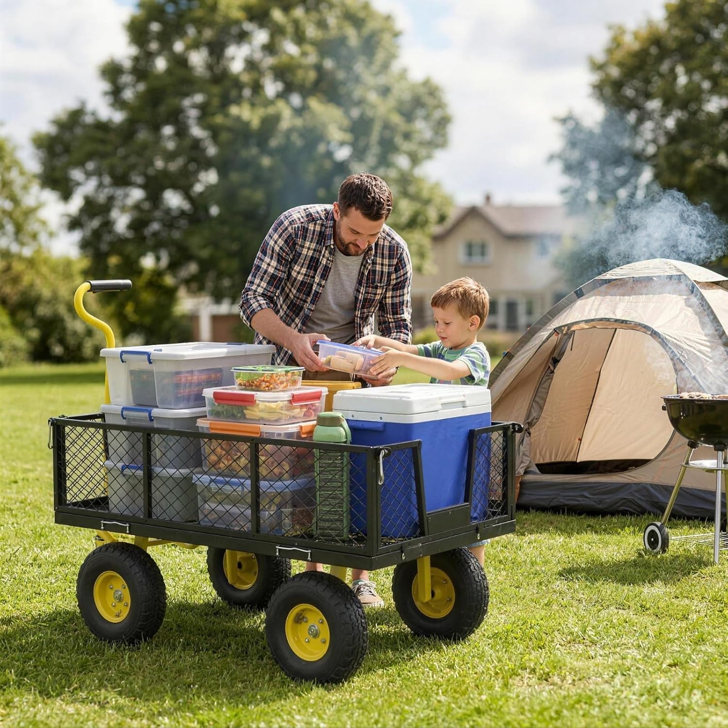NorthSky Heavy Duty Garden Cart - 800lbs Load Capacity with 180° Rotating Handle, 10" All-Terrain Tires, Removable Sides for Easy Hauling, Garden Wagon for Yard Work, Outdoor Utility Cart