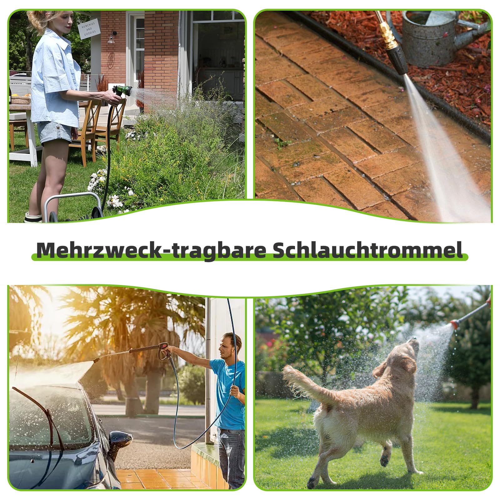 Gartenschlauch Schlauchtrommel für 25–30 m Schlauch (1/2 Zoll), wandmontierbar, tragbarer Schlauchhalter zur praktischen Aufbewahrung und Bewässerung