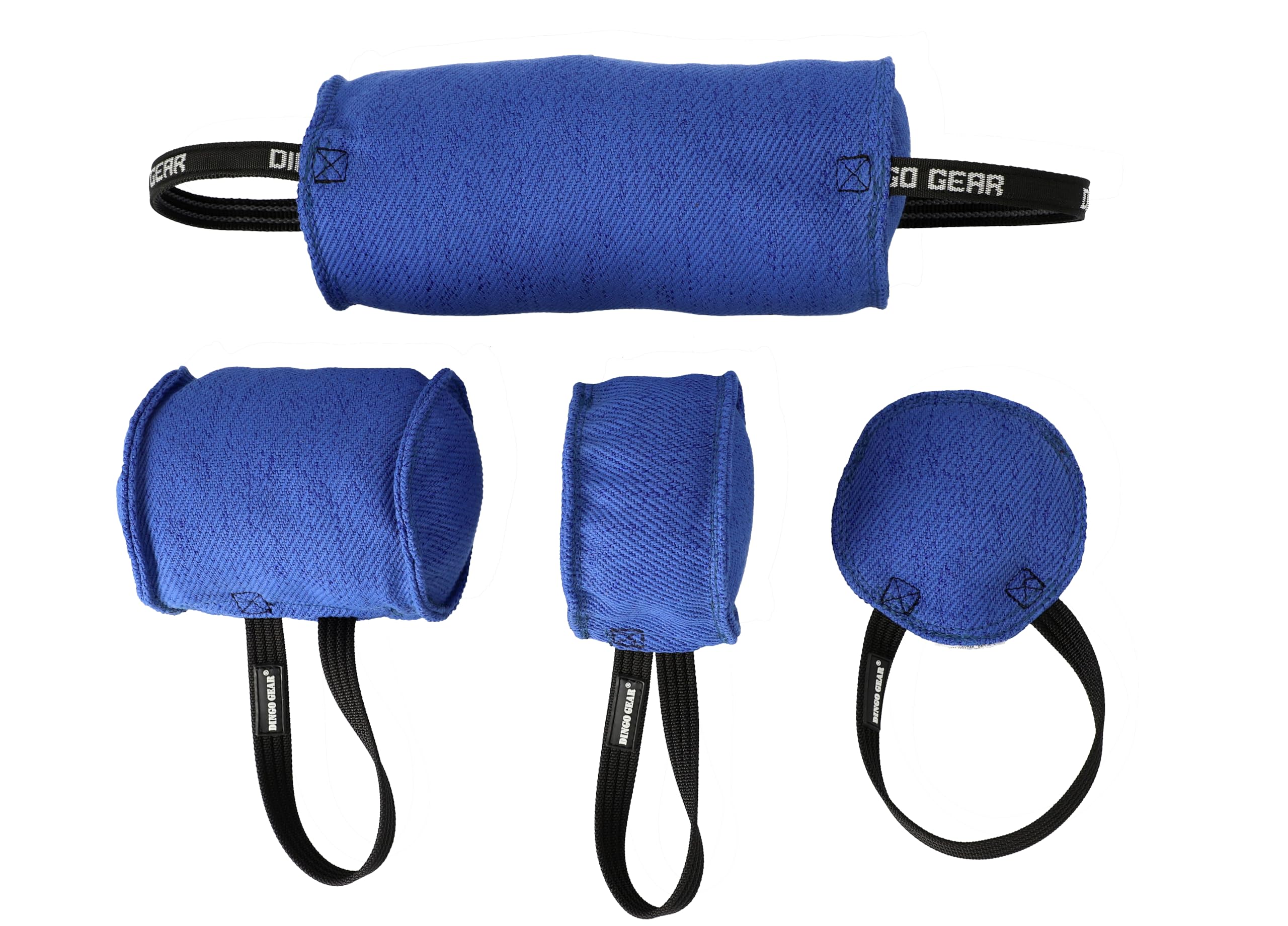 DINGO GEAR Berta Tug Toy a forma di caramella per addestramento al morso, IGP, Fetch, Prey Drive, obbedienza, sport per cani, rimorchiatore in materiale francese con 2 manici, blu (S00097)