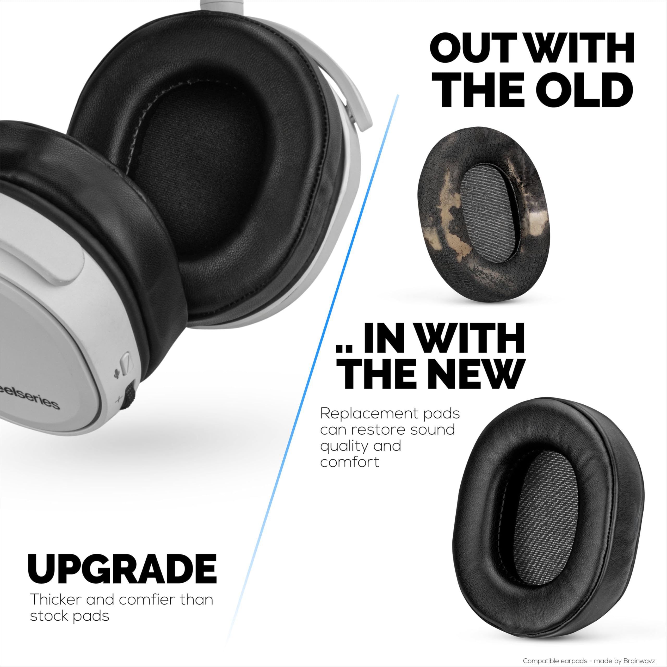 Almohadillas de Piel de Oveja para Auriculares Steelseries Arctis 1, 3, 5, 7, 9, Pro y Prime, Piel auténtica con Espuma viscoelástica, más Gruesas, cómodas y duraderas Brainwavz