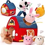 hahaland Baby Toys 6-12 Months - Surprise Barn Stuffed Farm Animals, Rattle, Crinkle, Mirror, Montessori Toys for 6 Month Old Babies Sensory Balls Toddlers 1-3 Gifts Christmas Baby Stocking Stuffers