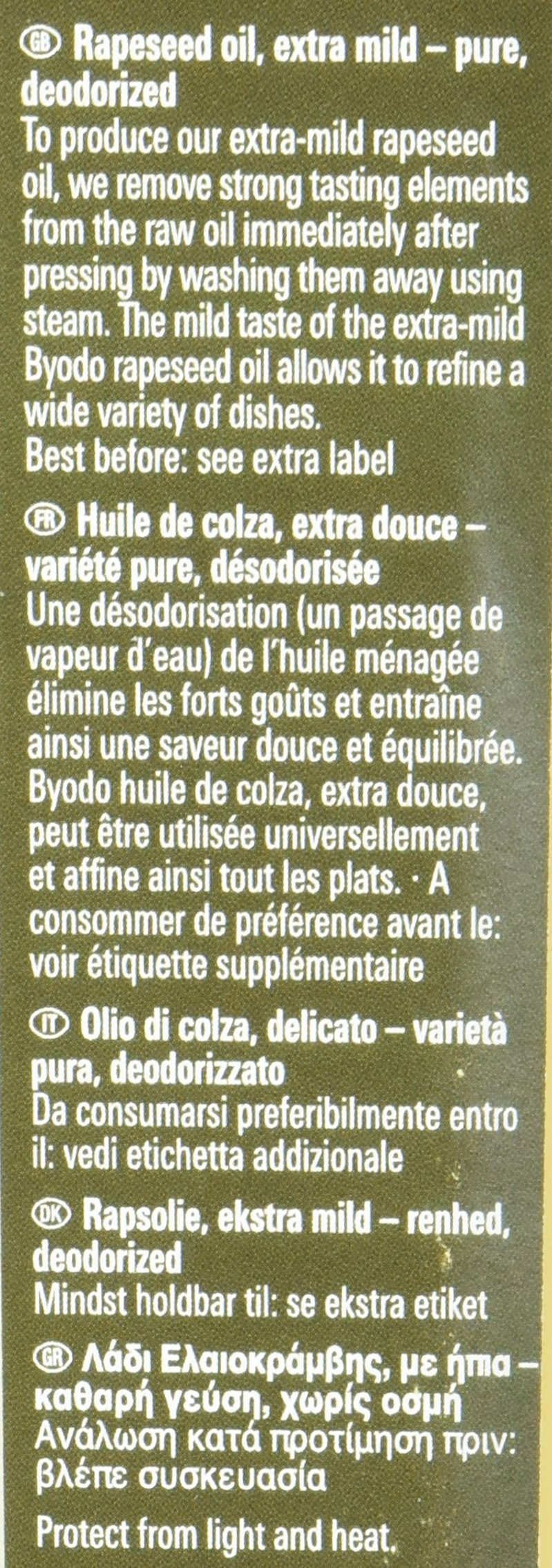 Kaltgepresstes Bio Rapsöl von Byodo - 5 Liter Kanister, Nussiger Geschmack, 100% reines Bio-Öl, Reich an ungesättigten Fettsäuren, Vegan, Für die Gastroküche oder Privatgebrauch