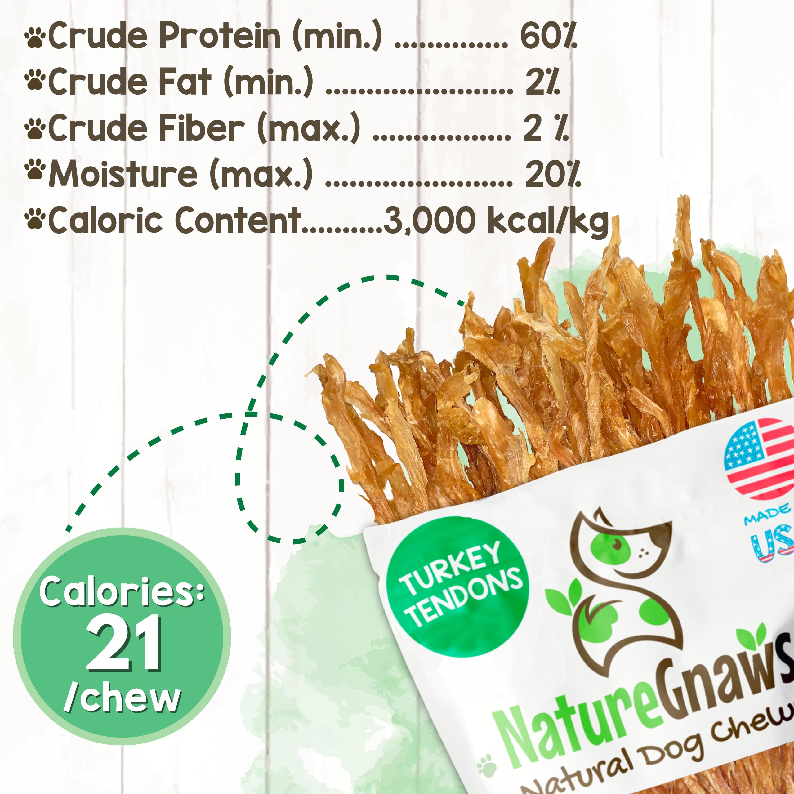 Nature Gnaws Tendones de Pavo para Perros (227 ml) – Delicioso Aperitivo de recompensa sin Cereales para Razas pequeñas, Medianas y Grandes – golosinas Naturales Perros