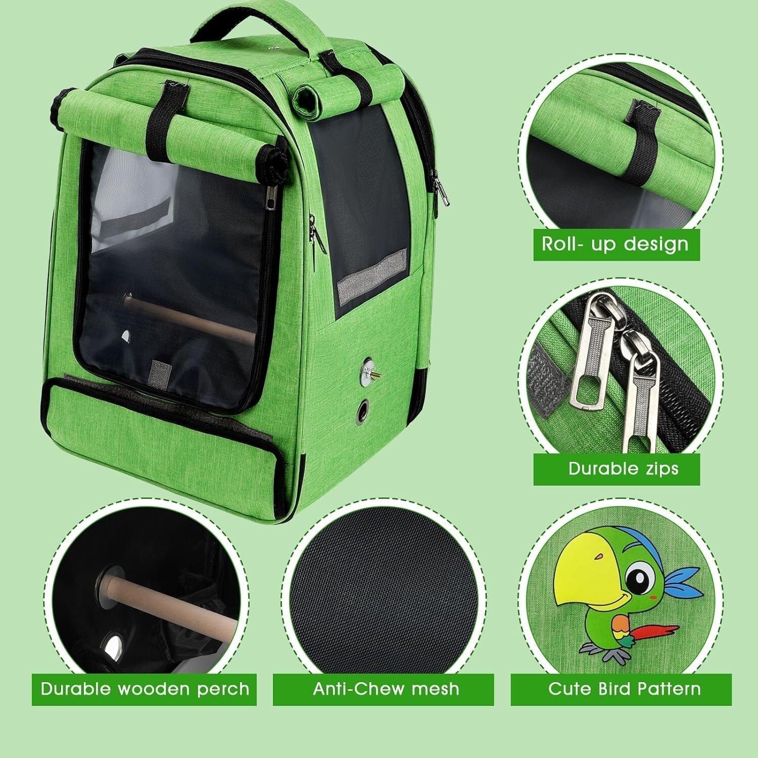 Transportin Gato Perro Mochila Transportadora De Pájaros Grande, Jaula De Viaje Portátil para Exteriores, Bolsa De Viaje Transpirable para Mascotas Y Pájaros Transportin Gato Coche(A)