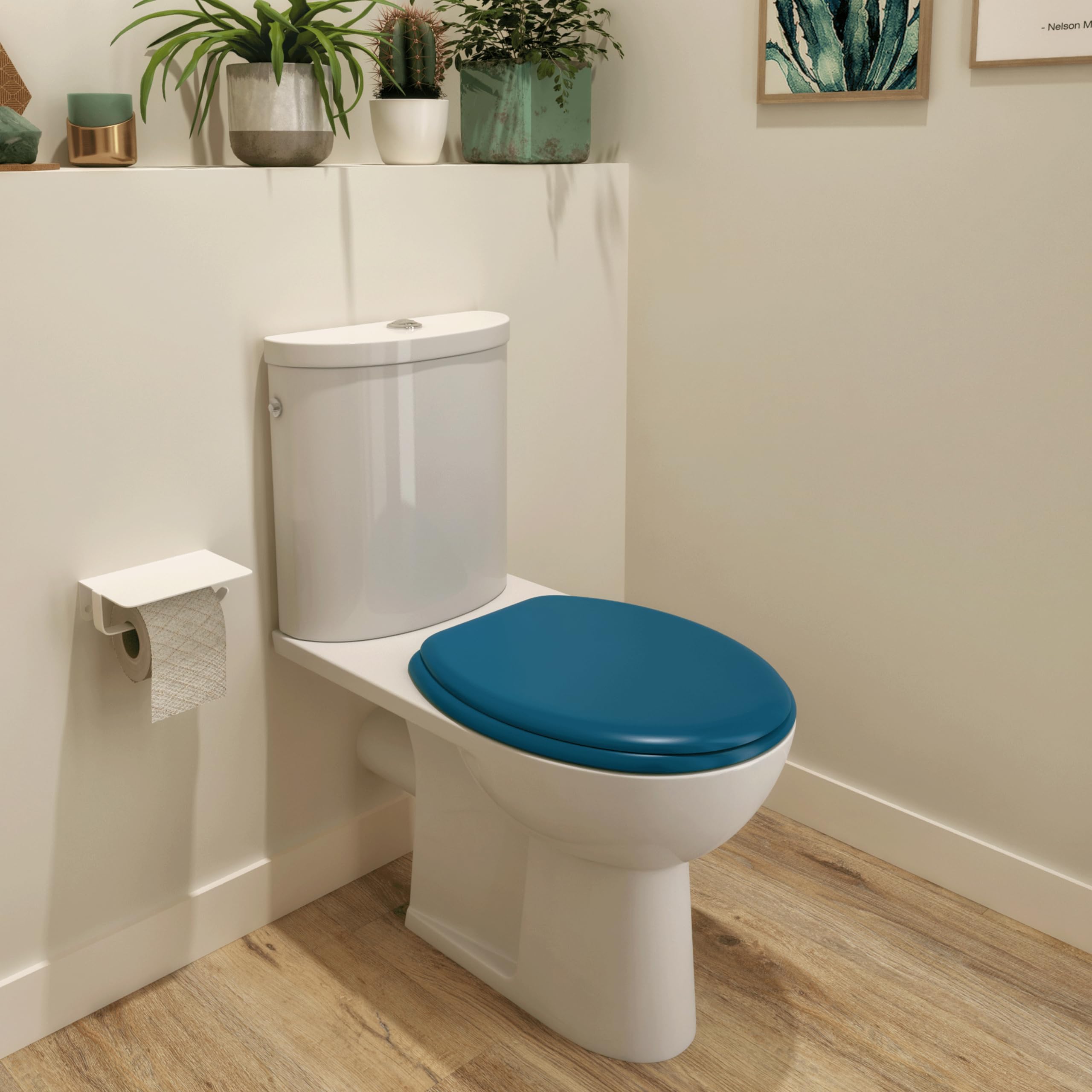 SENSEA Abattant WC POP - Ovale - Max 150 kg - MDF FSC - Bleu - Abattant de WC - Lunette de WC