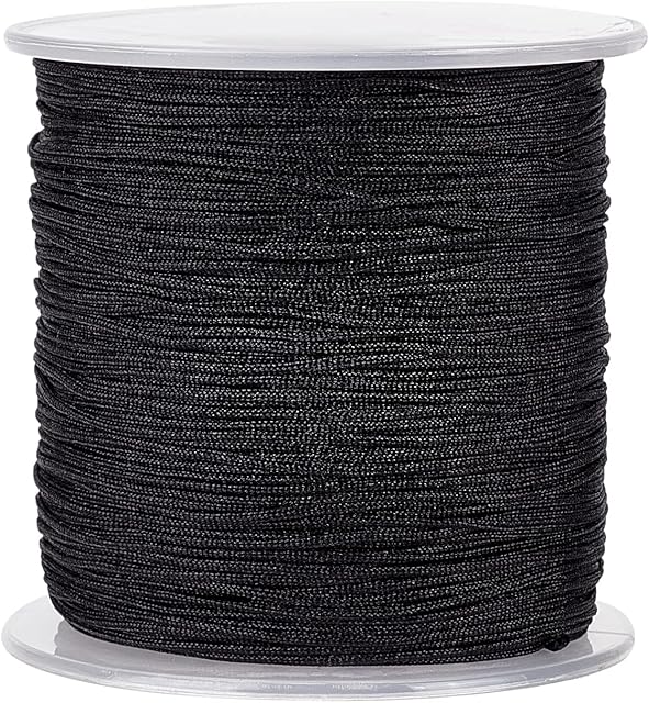 PandaHall about 109 Yards(100m) 1mm Nylon Hand Knitting Cord String Beading Thread for DIY Necklace, Bracelet, Craft, Jewellery Making, Black