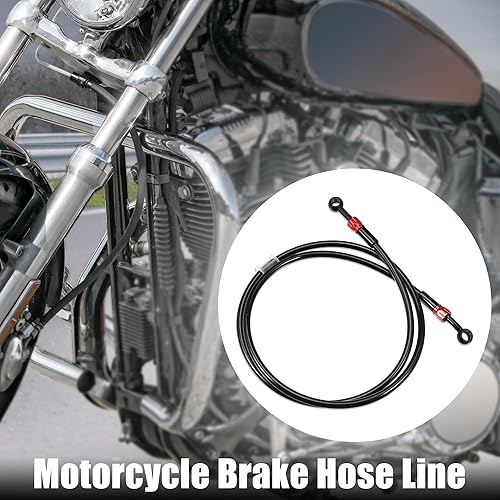Miniatura 2 de X AUTOHAUX Manguera de freno AN3 28 90 grados M10 para motocicleta, línea de freno hidráulico, manguera de aceite para ATV, motocicleta, motocross,