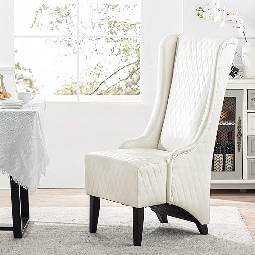 XIMEIX Silla decorativa de respaldo alto, silla sin brazos, silla de comedor tapizada con patas de madera para fiesta, sala de estar, apartamento,