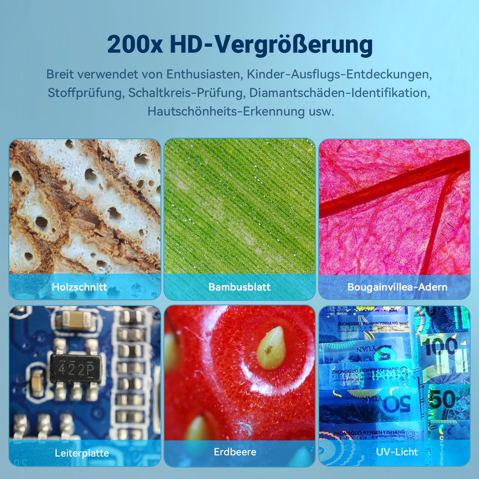 Smartphone Lupe 200X - Mikroskop Linse Mit Wiederhaftendem Kleber