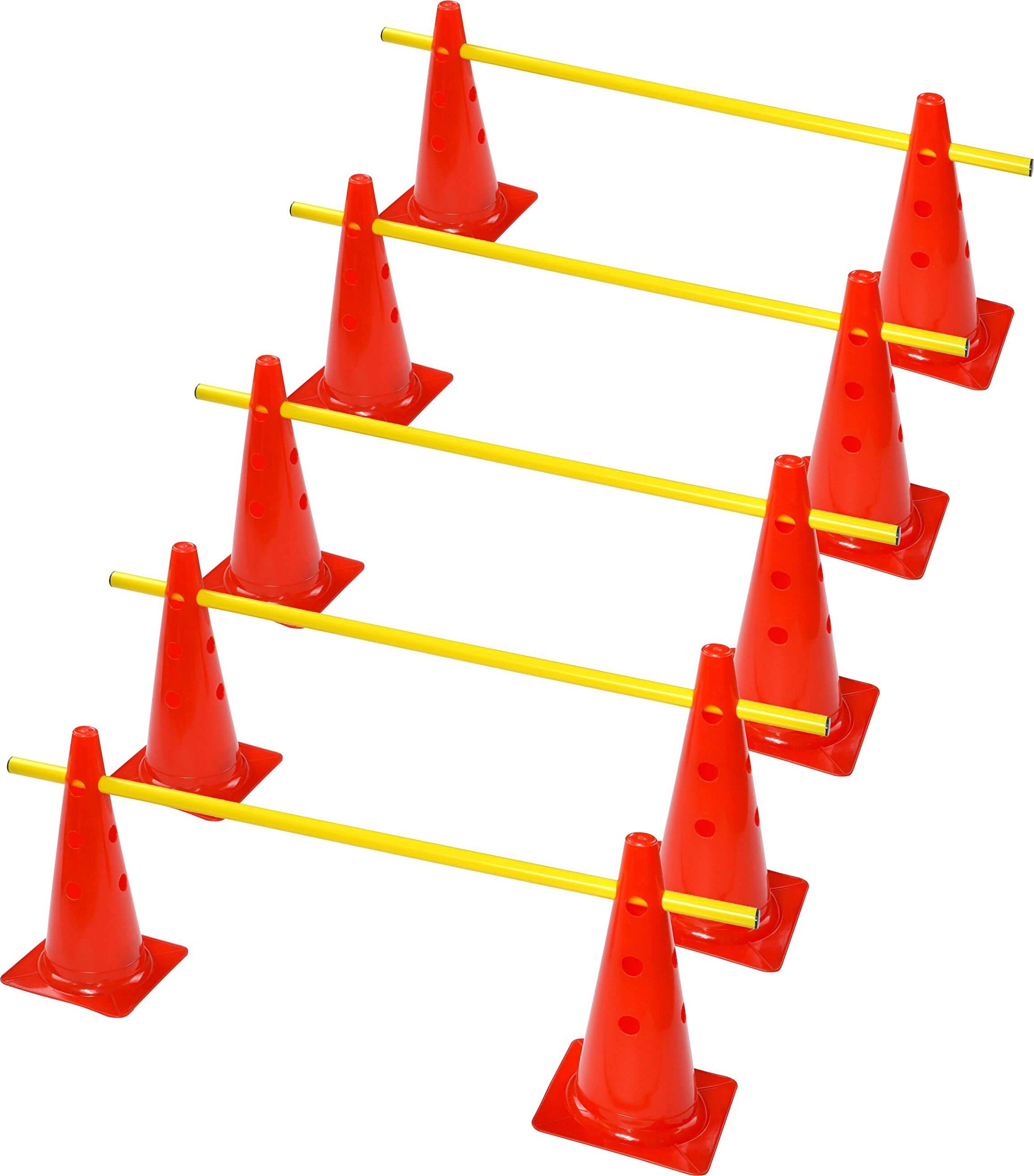 Steckhürdenset, 5 Hürden, 30 cm, Rot/Gelb
