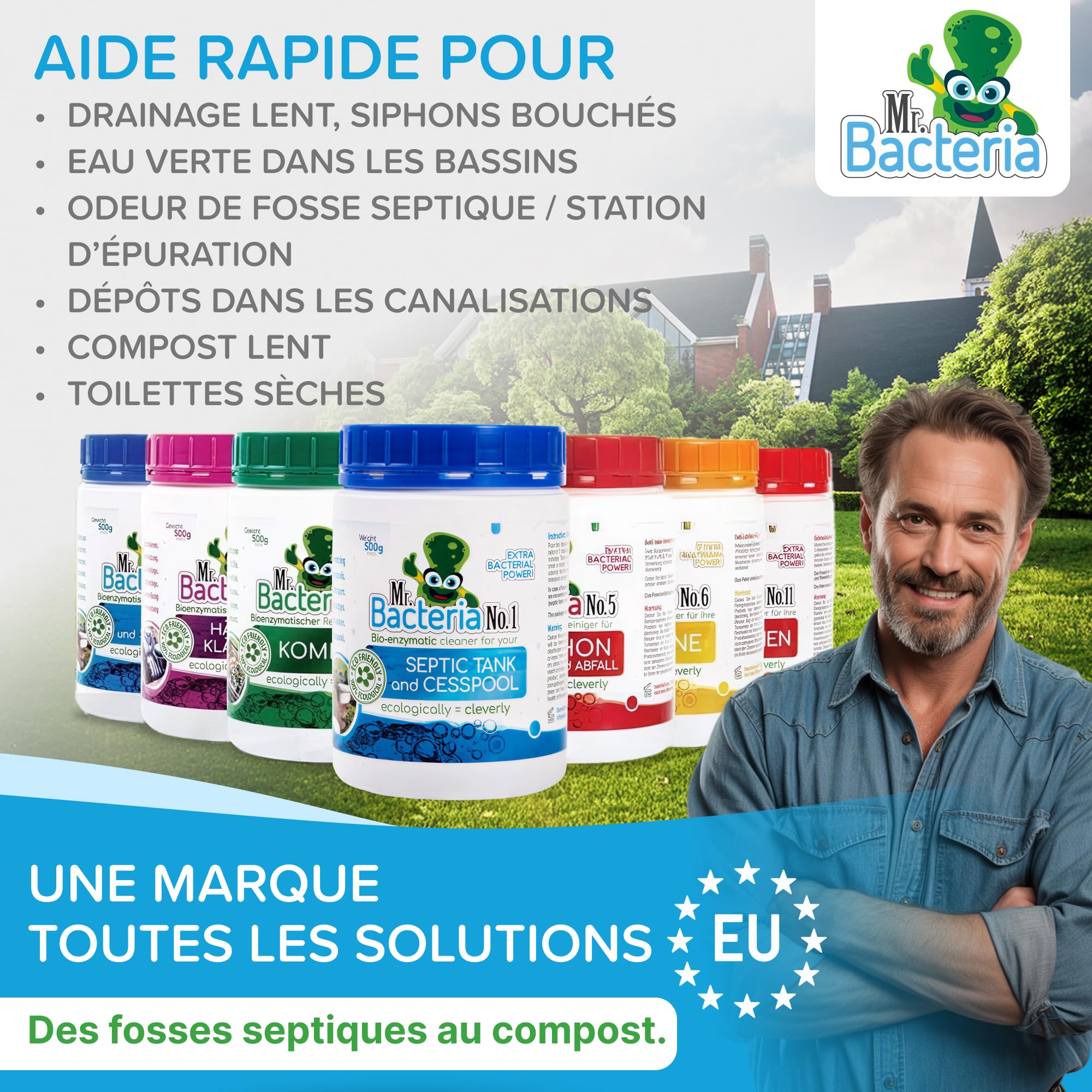Mr. Bacteria N°15 Nettoyant bio-enzymatique pour vos réservoirs d'eau de pluie 500 g