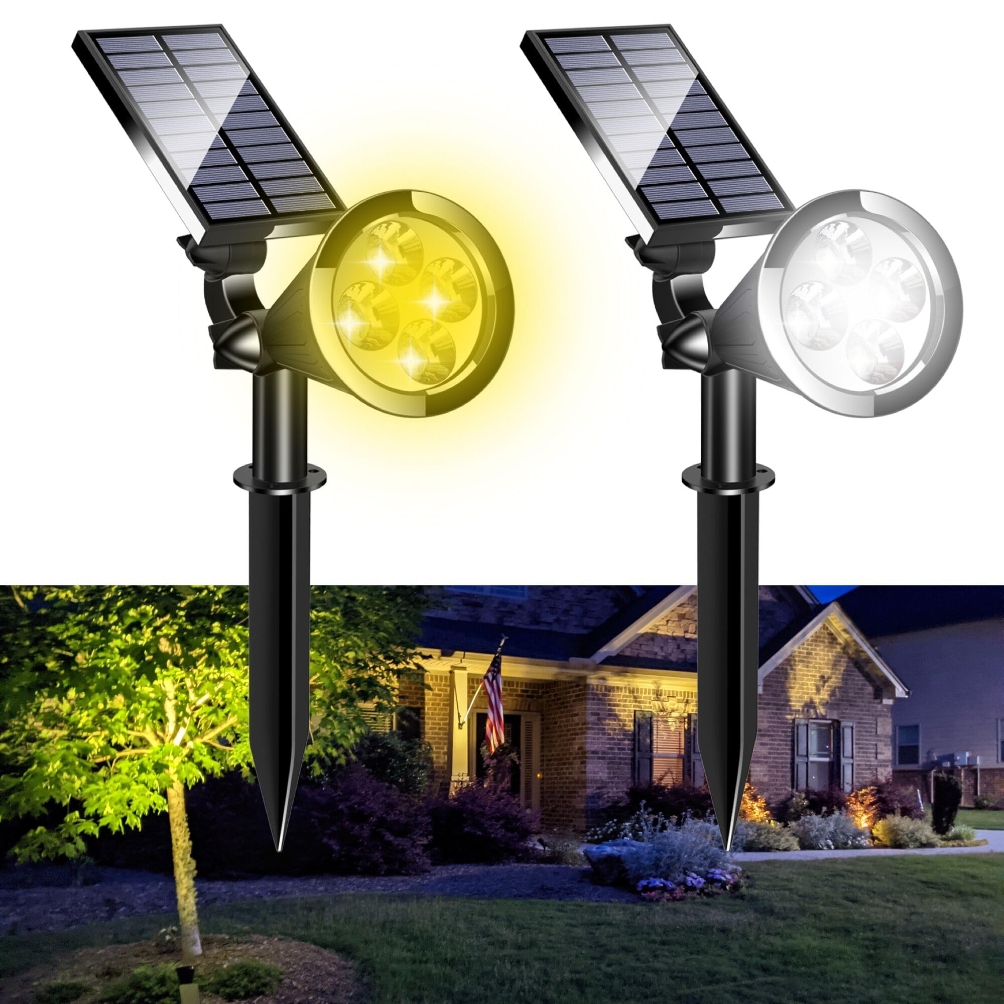 (only 1 ) MEIHONG Solar Spot Lights Outdoor, Solar Lights Outdoor, Solar Landscape Lights wih Dusk to Dawn Sensor, Solar Tree Lights, 2 Modes 3000K/6000K
