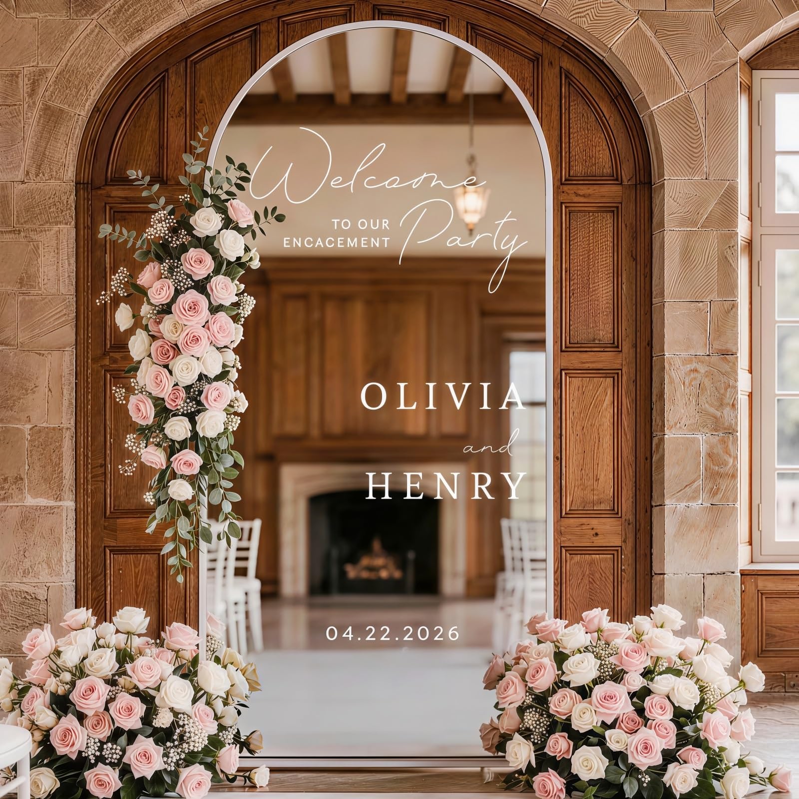 Custom Vinyl Lettering Stickers for Wedding Mirror, Personalized Monogram Name Decals, Removable Welcome Sign Sticker, Reception Decor