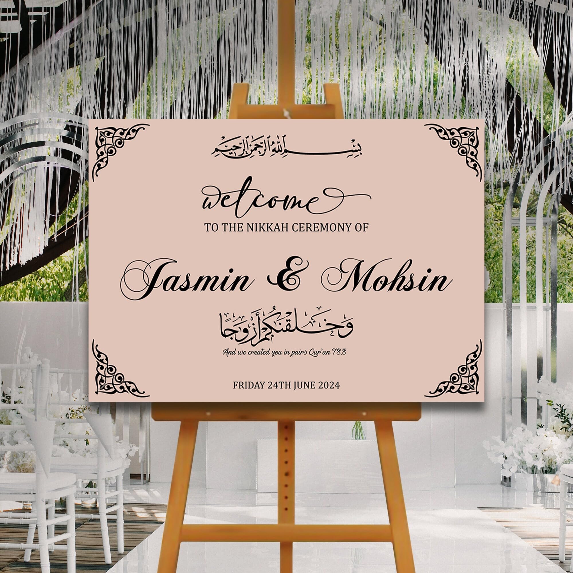 Nikkah Wedding Welcome Sign, Personalised Nikkah, Nikah Sign, Islamic Wedding Sign, Islamic Art, Nikah Welcome, Walima Sign