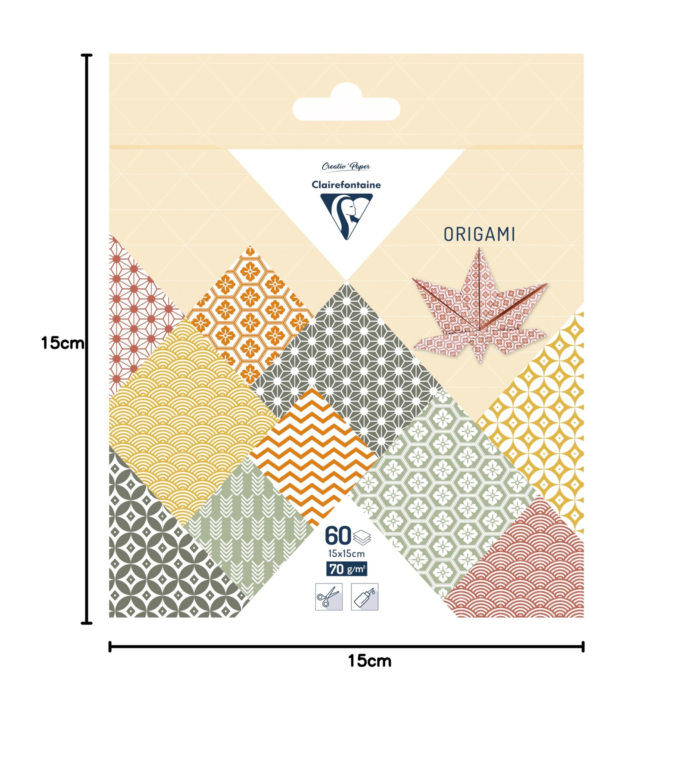 Carta Per Origami Clairefontaine 60 Fogli 15x15 Cm - Motivi Estivi Per Adulti E Bambini - Foto 8