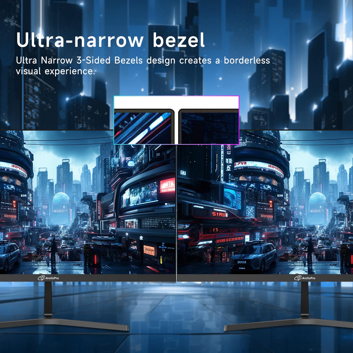ArcticPro 22 inch 144Hz 100Hz Monitor, Full HD (1920 x 1080p) Computer Monitor, 105% sRGB, 3000:1 Contrast, 3-Sided Frameless, Ultra Slim, VESA, LowBlue Mode, Tilt Adjust, HDMI *1, VGA*1: 22 inch 22" 120Hz FHD