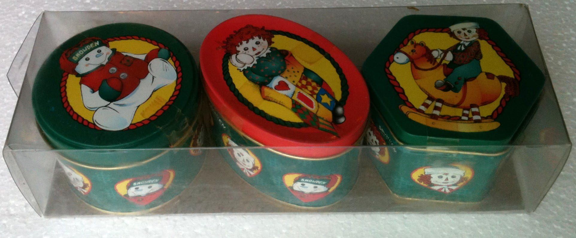 1998 RAGGEDY ANN RAGGEDY ANDY Imported Danish Cookies SNOWDEN COLLECTOR TINS (Pack of 3)