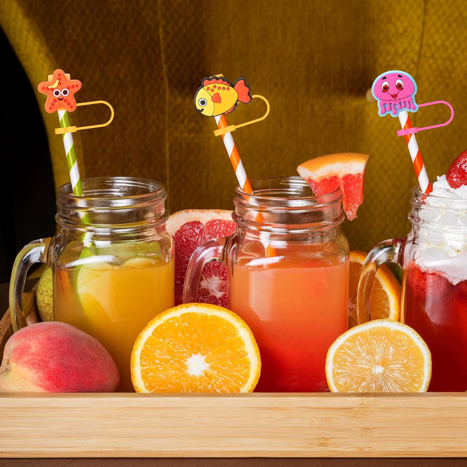 50 Pcs Hawaii Tropical Summer Silicone Straw Cover Caps Compatible with Stanley Cup Cute Reusable Straw Toppers for Cups 30&40 Oz Tumbler Accessories 10mm - Image 5