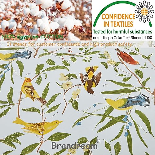 Miniatura 3 de Brandream Juego de sábanas de 7 piezas con diseño floral de ramas y pájaros, 100% algodón egipcio, lujosa cama en una bolsa para todas las