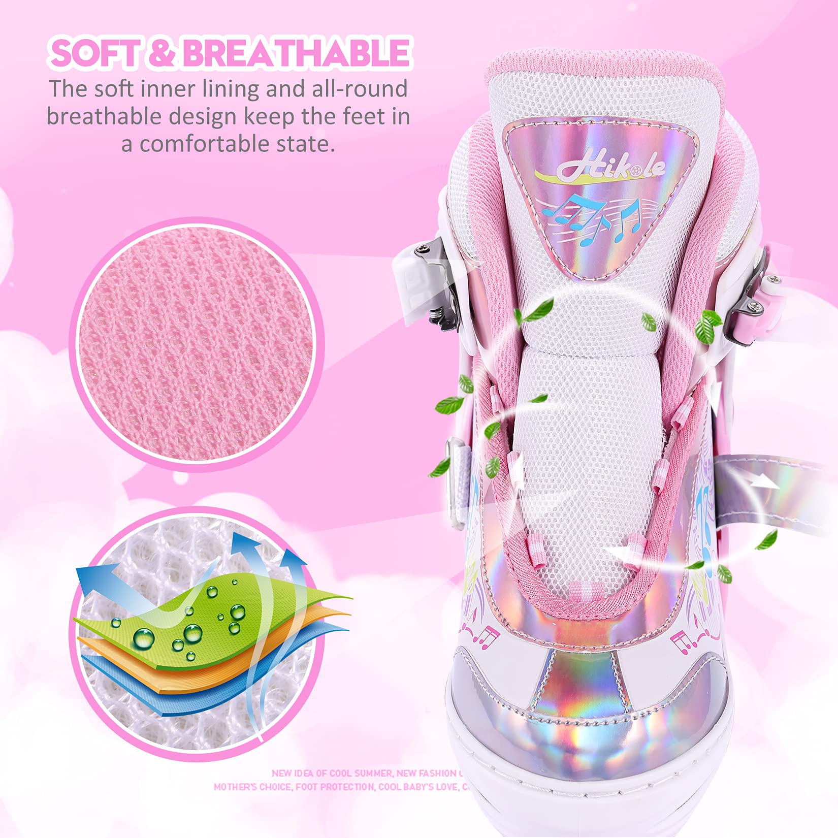 Pattini A Rotelle Regolabili Con Luci LED Per Bambini - Ideali Per Principianti Dai 4 Ai 6 Anni, Colore Rosa