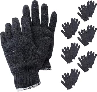 APQ Supply Gray Work Cotton Gloves. String Knit Work Gloves with Elastic Wrist. Washable Cotton Polyester Gardening Gifts