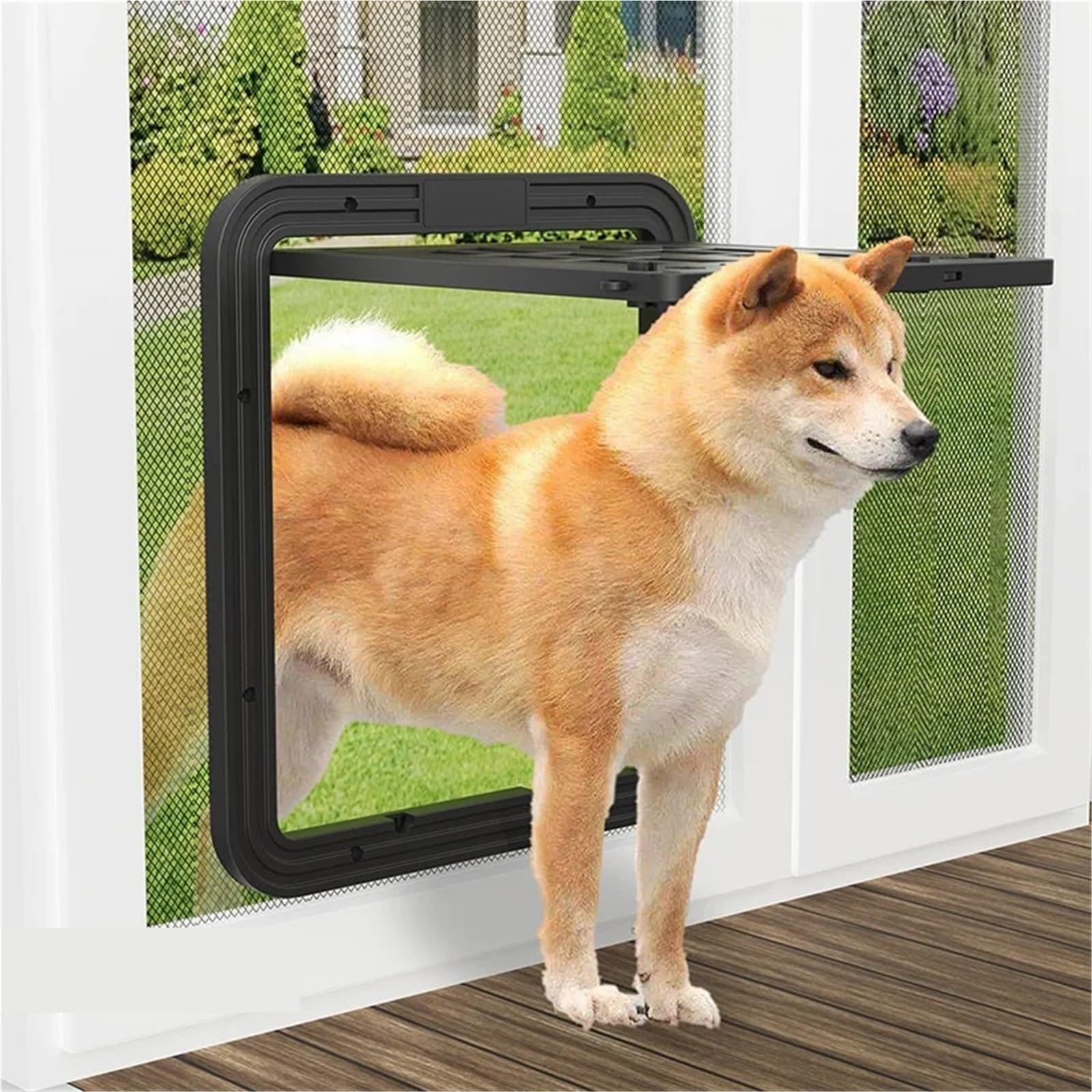 Chatiere pour Chat Porte moustiquaire for Chien et Chat, Ouverture for Animaux de Compagnie, Fermeture Automatique magnétique for Chiens pour Porte(White,S)