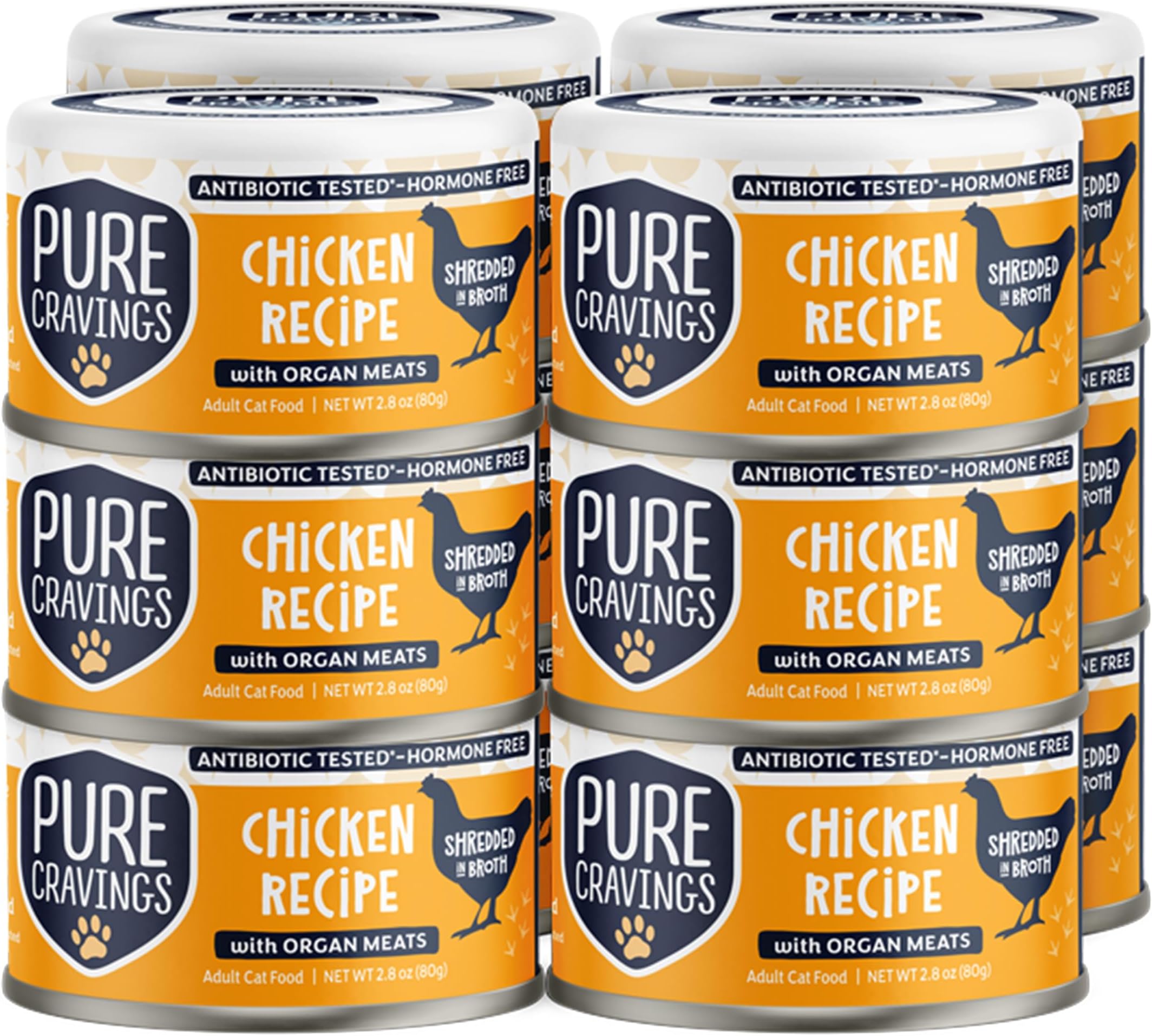 - Chicken Recipe in Broth, Shredded Wet Cat Food, Grain-Free Protein, Non-GMO, 12 Pack