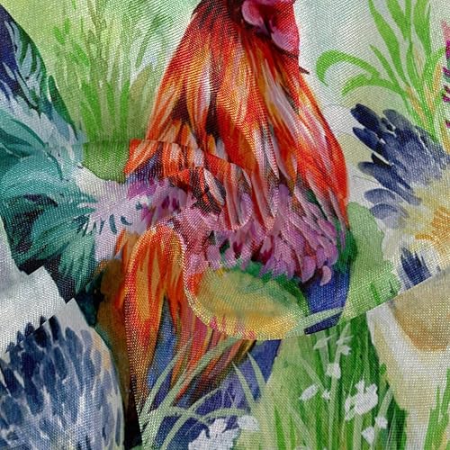 Miniatura 2 de OREZI Mantel redondo vintage de pollo y gallo en la hierba para el hogar, cocina, restaurante, mesa de comedor, mantel impermeable resistente a las