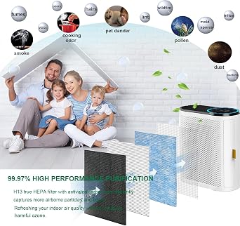 DH-JH04 Replacement HEPA Filter, Compatible with AROEVE MK04 MG04JH Air Purifier Model DH-JH04, Compare to DH-JH04 Replacement Filter, Part No. MK04LX, 2-Pack