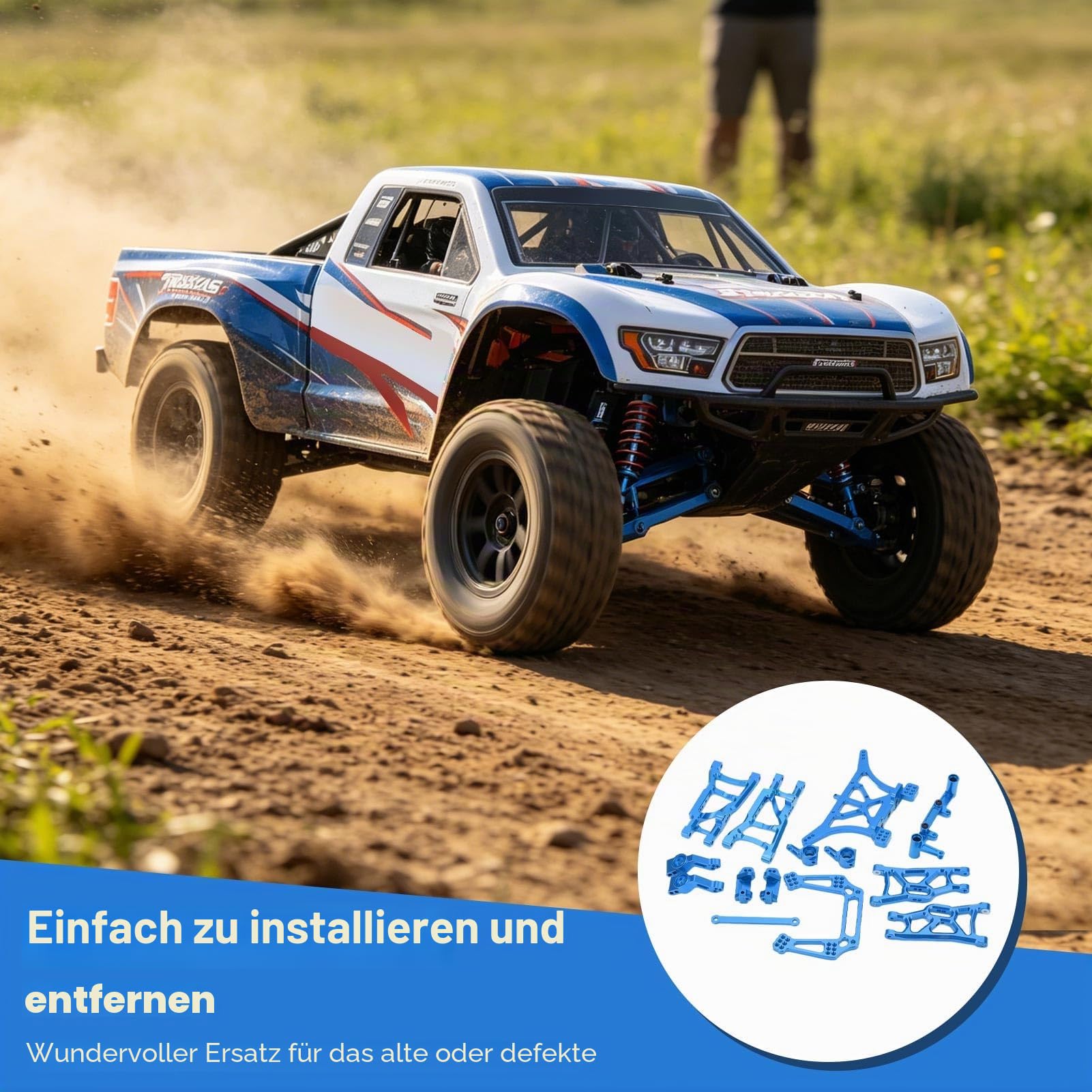 RC-Zubehör, 1/10 RC Metall-Upgrade-Zubehör für TRAXXAS RC Vorder- und Hinterachsaufhängung, Lenkungsbecher-Kit, Aluminium-Vorder- und Hinterachsaufhängung, Kit für TRAXXAS Slash 2WD, Blau