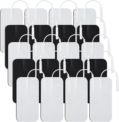 TENS - 20 almohadillas de electrodos de unidad TENS de 2 x 4 pulgadas, almohadillas rectangulares de repuesto de electrodos autoadhesivos, parches