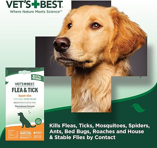Miniatura 15 de Vet's Best Gotas para pulgas y garrapatas - Prevención tópica de pulgas y garrapatas para perros - Fórmula a base de plantas - Aceites naturales