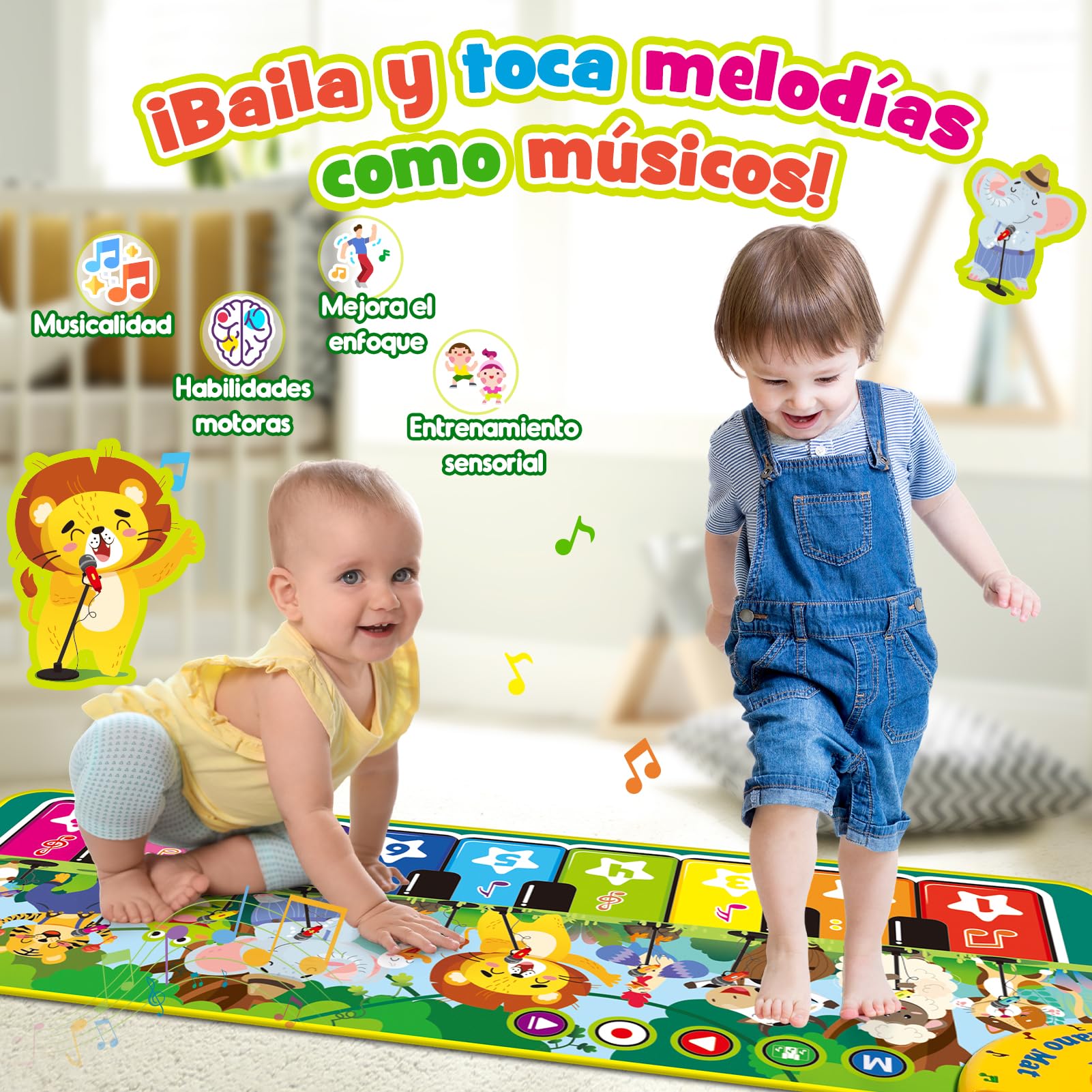 Juguetes Niños 1 Año, Alfombra Musical con 10 Sonidos De Animales Regalo 1 2 Niños Niña Años, Piano Infantil Juegos Juguetes Montessori Educativos Sensoriales Bebe Regalos Pascua Niño