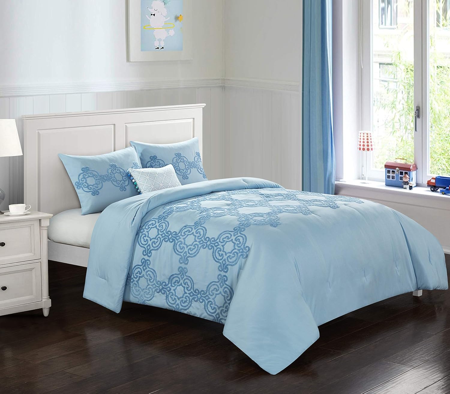 Idea Nouva Chain Link Comforter Set, FLQN, Blue