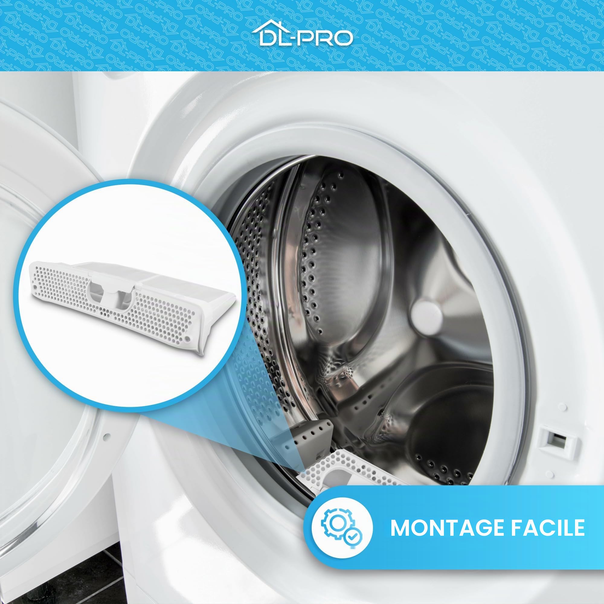 DL-pro Filtre à peluches pour sèche-linge IQ300 IQ500 IQ700 Serie 4 Serie 6 Avantixx 7&8 Series 800 Extraklasse Maxx 7&8 compatible avec Bosch Siemens Balay Neff Viva 00752387 752387 00753637 753637
