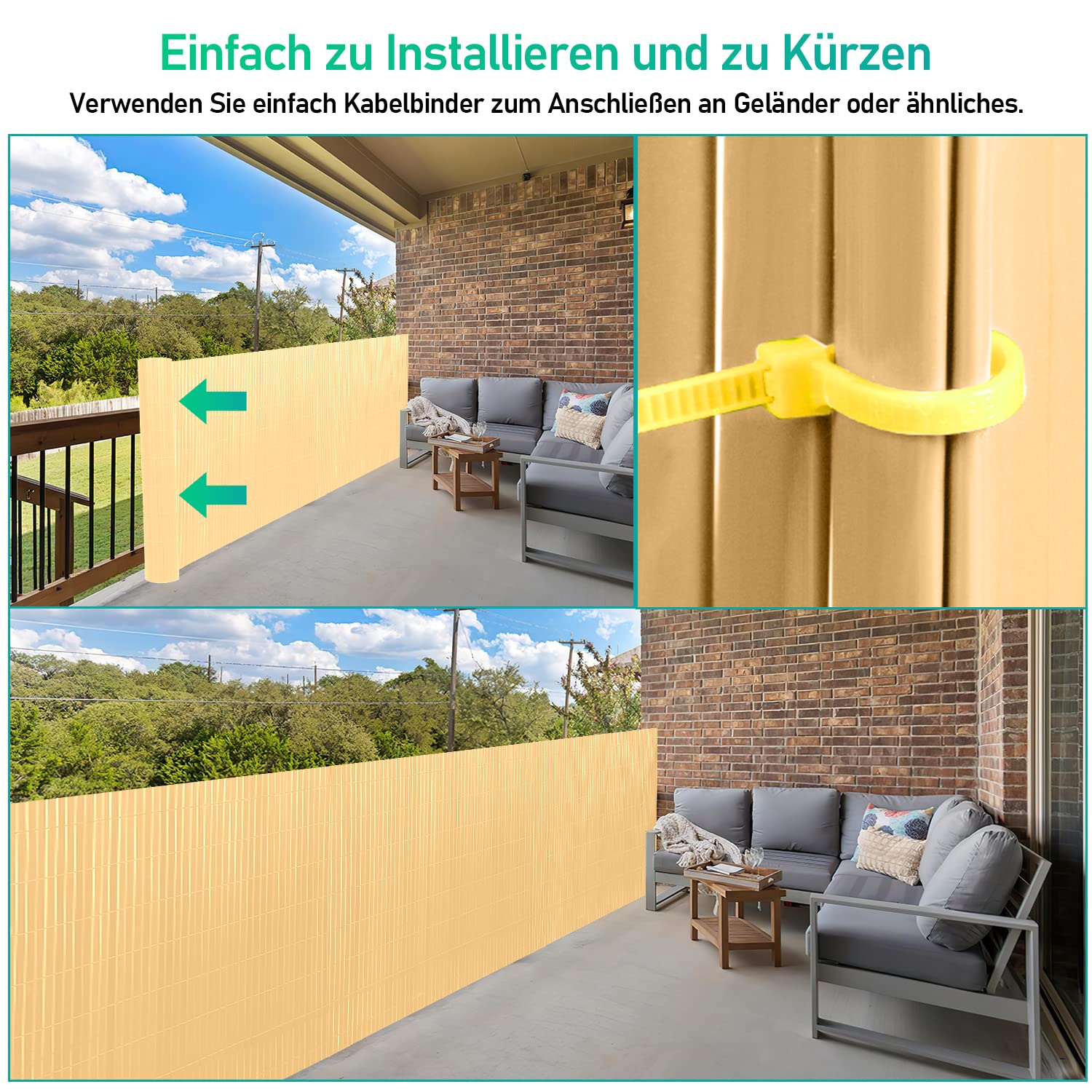 Balkon Privacyscherm Inkijkbescherming Tuin Windscherm Terras Grijs 4x65m P 010768806407