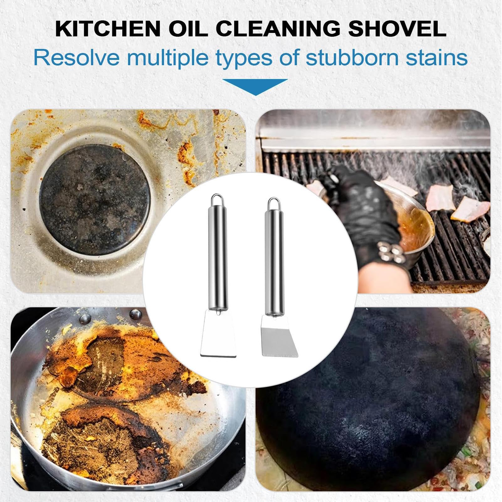 Spatule Nettoyante pour Cuisine,Spatule De Nettoyage Domestique en Acier Inoxydable - Racloir Résistant Anti-Rouille Ustensiles De Cuisine pour Gril Barbecue Réfrigérateur Camping Extérieur