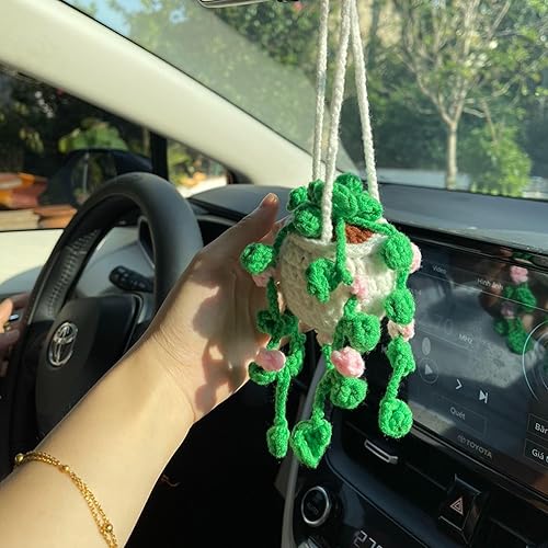 Miniatura 2 de Crochet Hanging Plant For Car Ornament, Accessories for Rearview Mirror, Hanging Car Charm, Gift for Her, Crochet Plant Hangers Accessories For